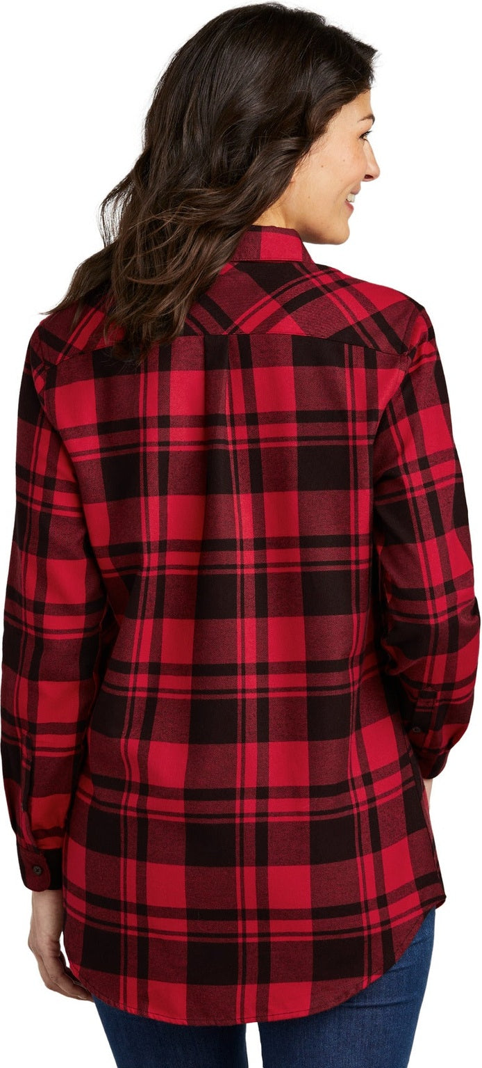 Engine Red/Blk Port Authority Women's Plaid Flannel Tunic . LW668