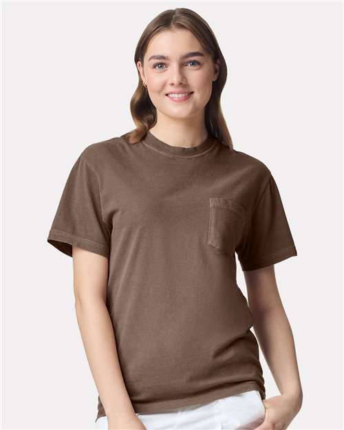 Espresso Garment-Dyed Heavyweight Pocket T-Shirt - 6030