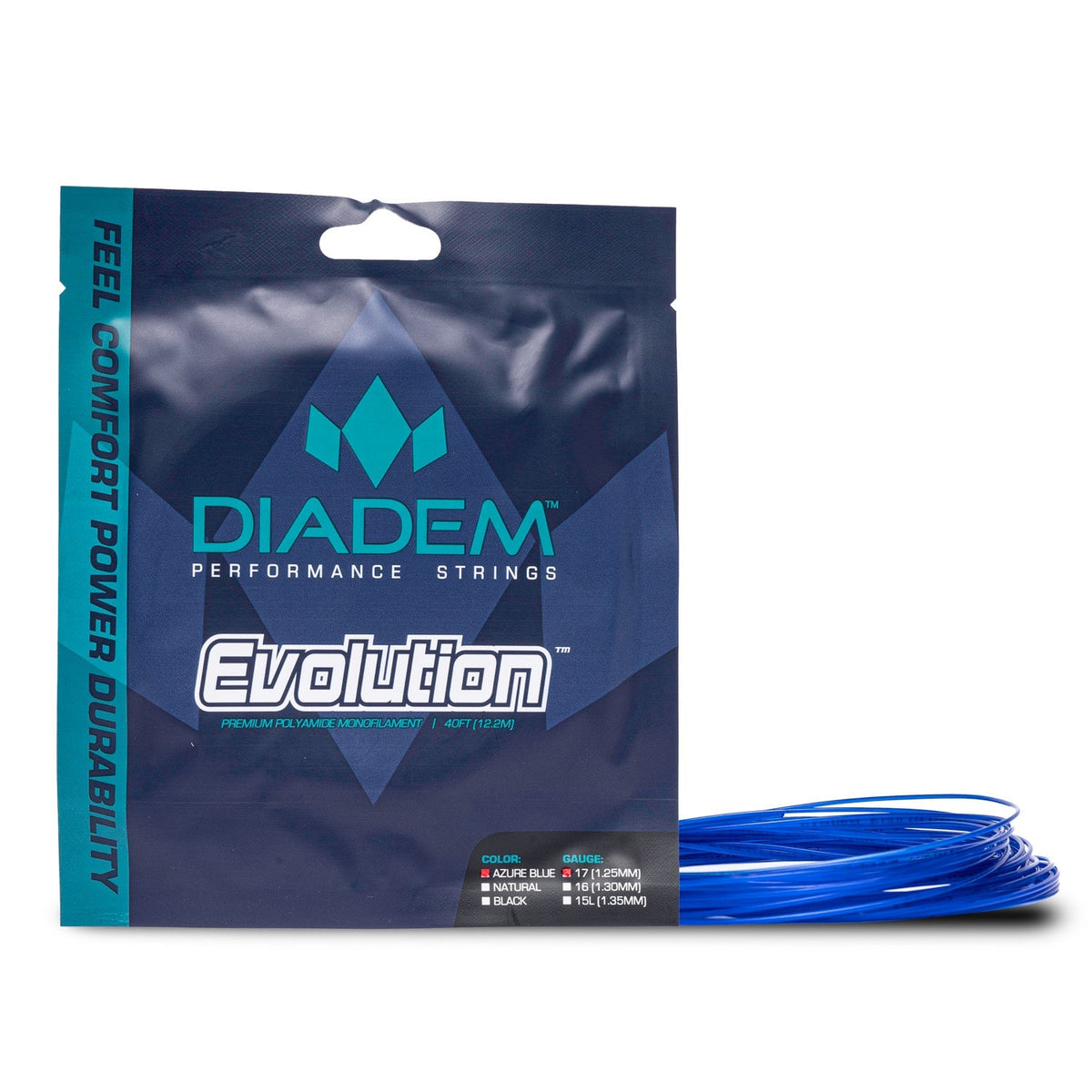 Evolution Tennis Racket Strings - 15l (1.35mm) / Azure Blue