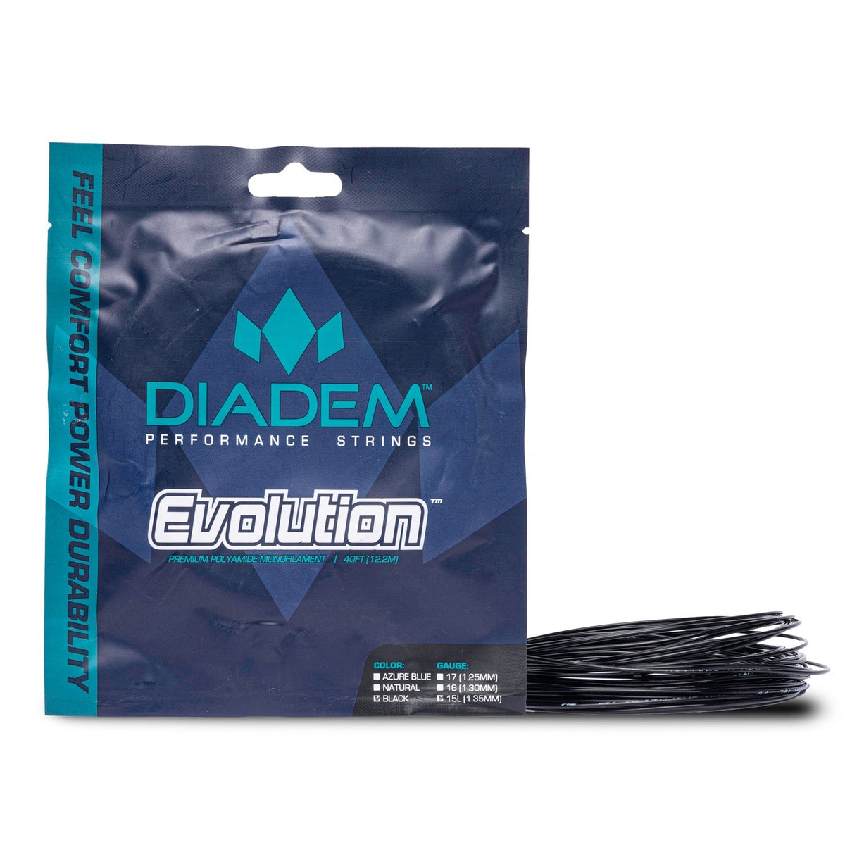 Evolution Tennis Racket Strings - 15l (1.35mm) / Black