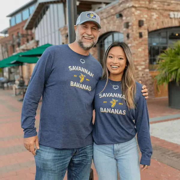Evoshield Bananas Heathered Long Sleeve Adult Tee - Navy