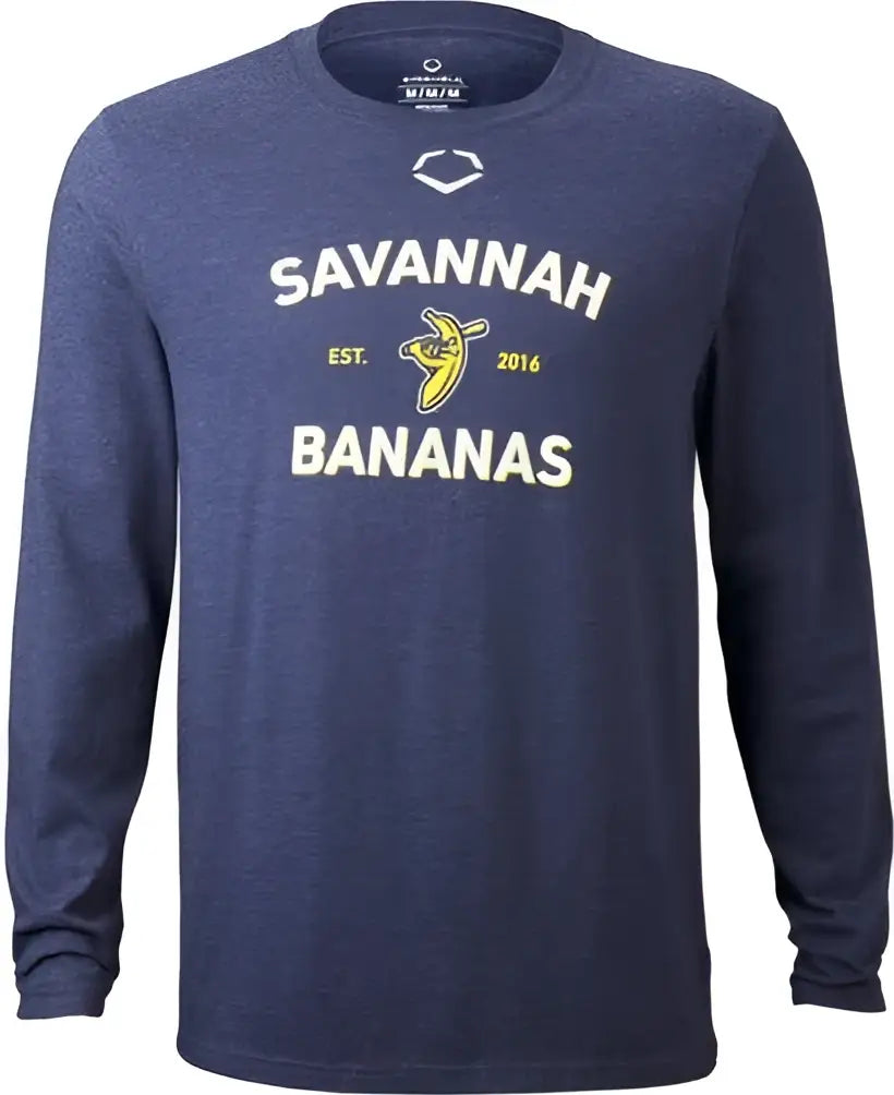 Evoshield Bananas Heathered Long Sleeve Adult Tee - Navy