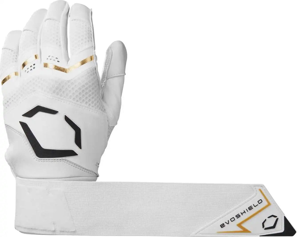 Evoshield Carbyne Youth Batting Glove with Strap - Team White