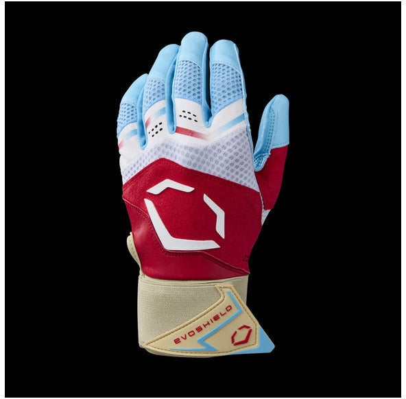Evoshield X-srz Youth Carbyne Batting Gloves with Strap Wb5778001 - Victory Blue Scarlet Sand
