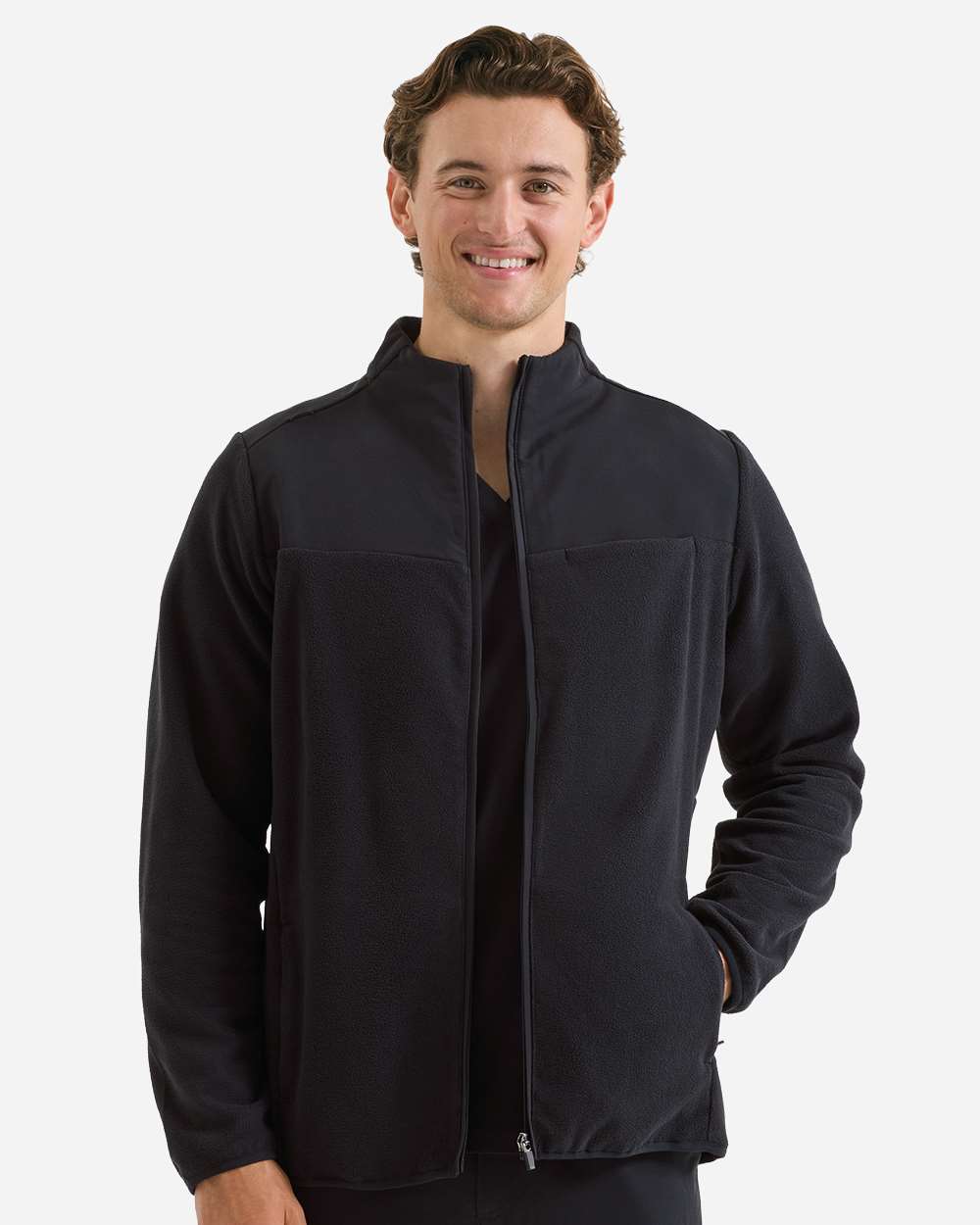 Exact Black Men's Agility Panelled Fleece Full-Zip Jacket - NN800 plain