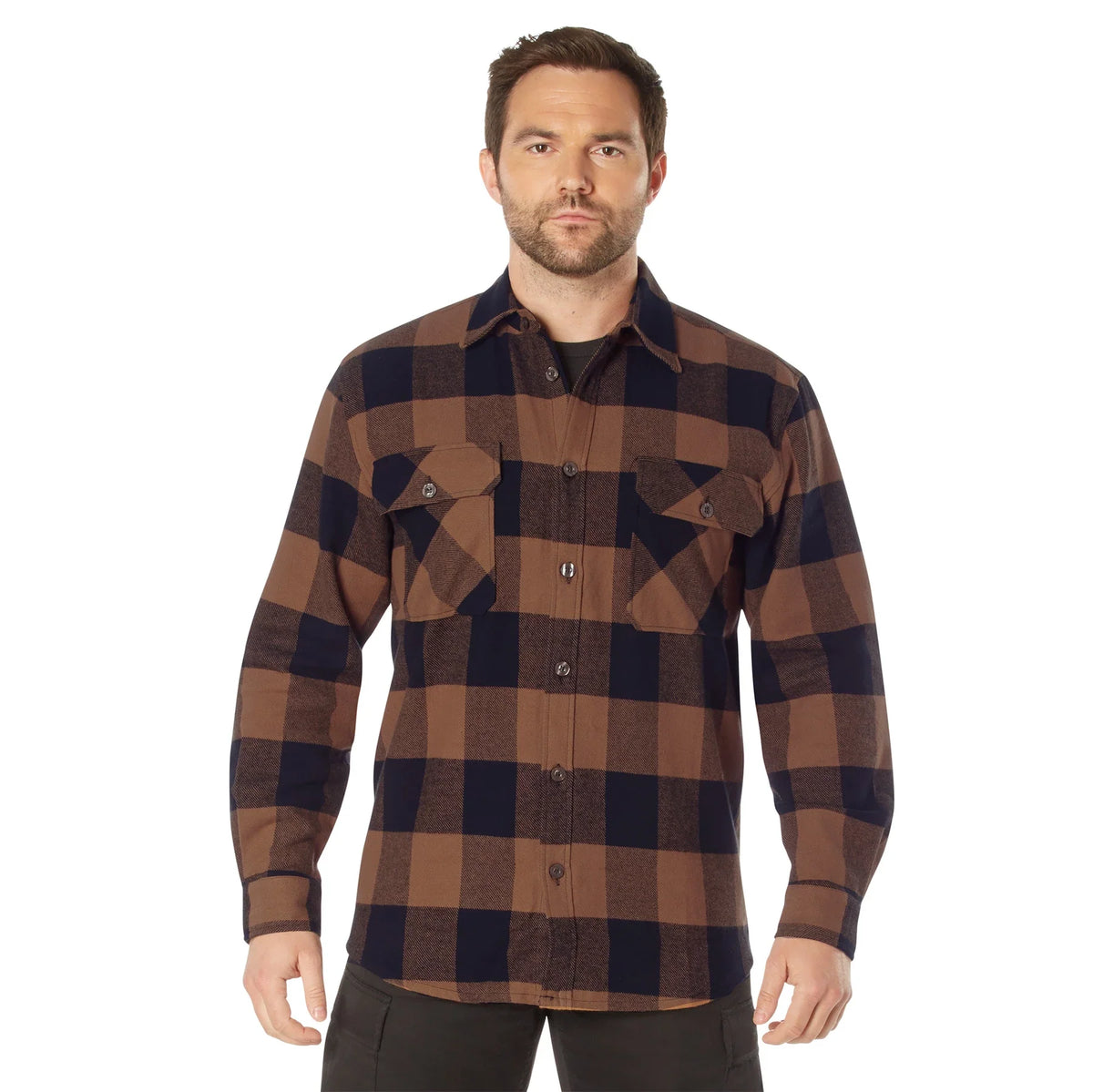 Extra Heavyweight Buffalo Plaid Flannel Shirt - Brown / m