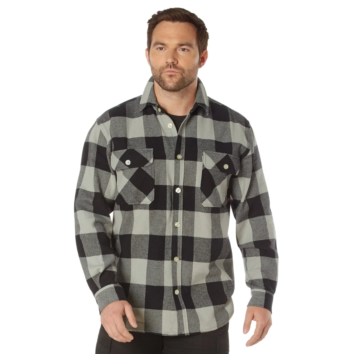 Extra Heavyweight Buffalo Plaid Flannel Shirt - Grey / m
