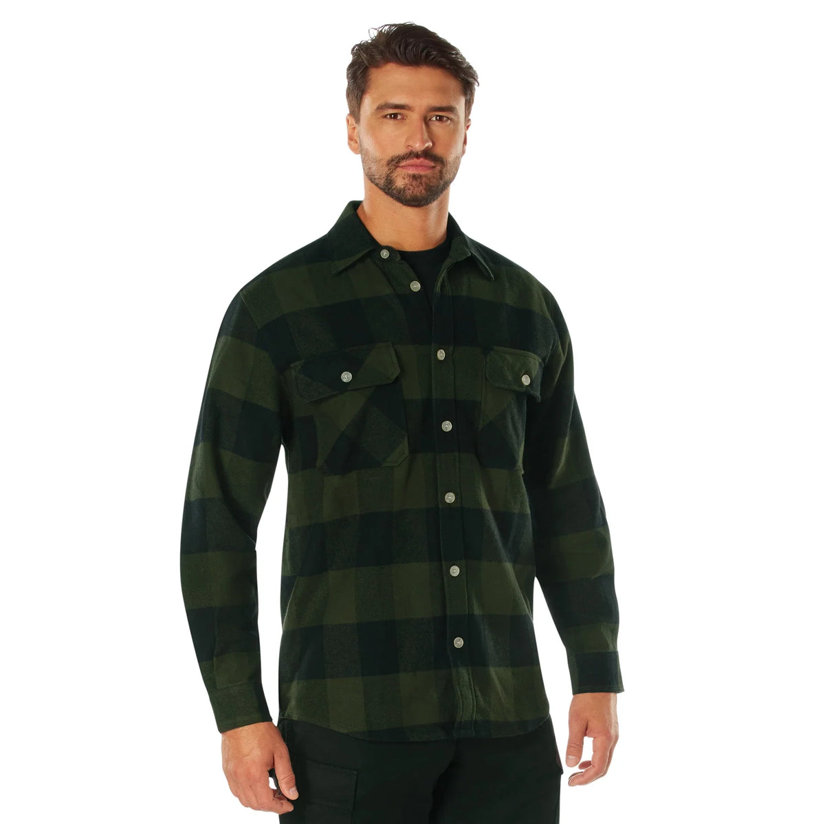 Extra Heavyweight Buffalo Plaid Flannel Shirt - Olive Drab / s