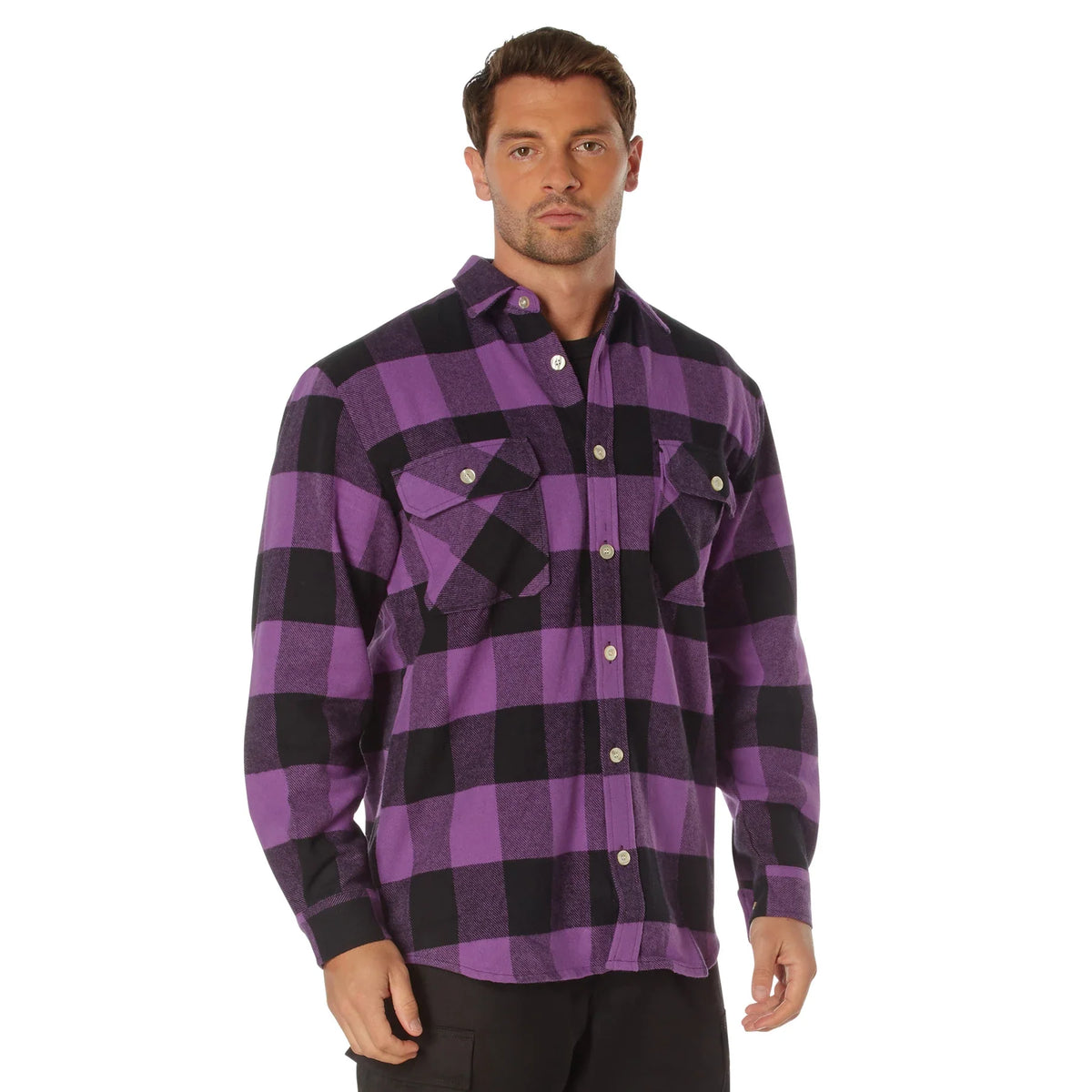 Extra Heavyweight Buffalo Plaid Flannel Shirt - Purple / s