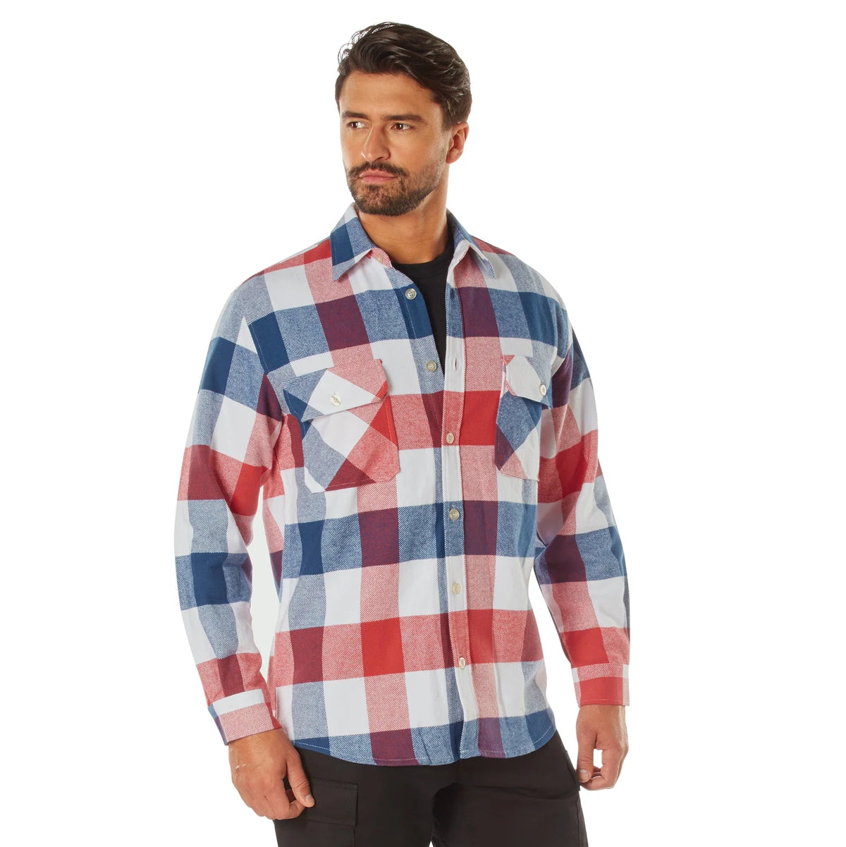 Extra Heavyweight Buffalo Plaid Flannel Shirt - Red / White / Blue / s