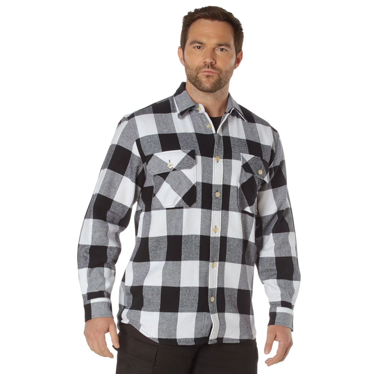 Extra Heavyweight Buffalo Plaid Flannel Shirt - White / s