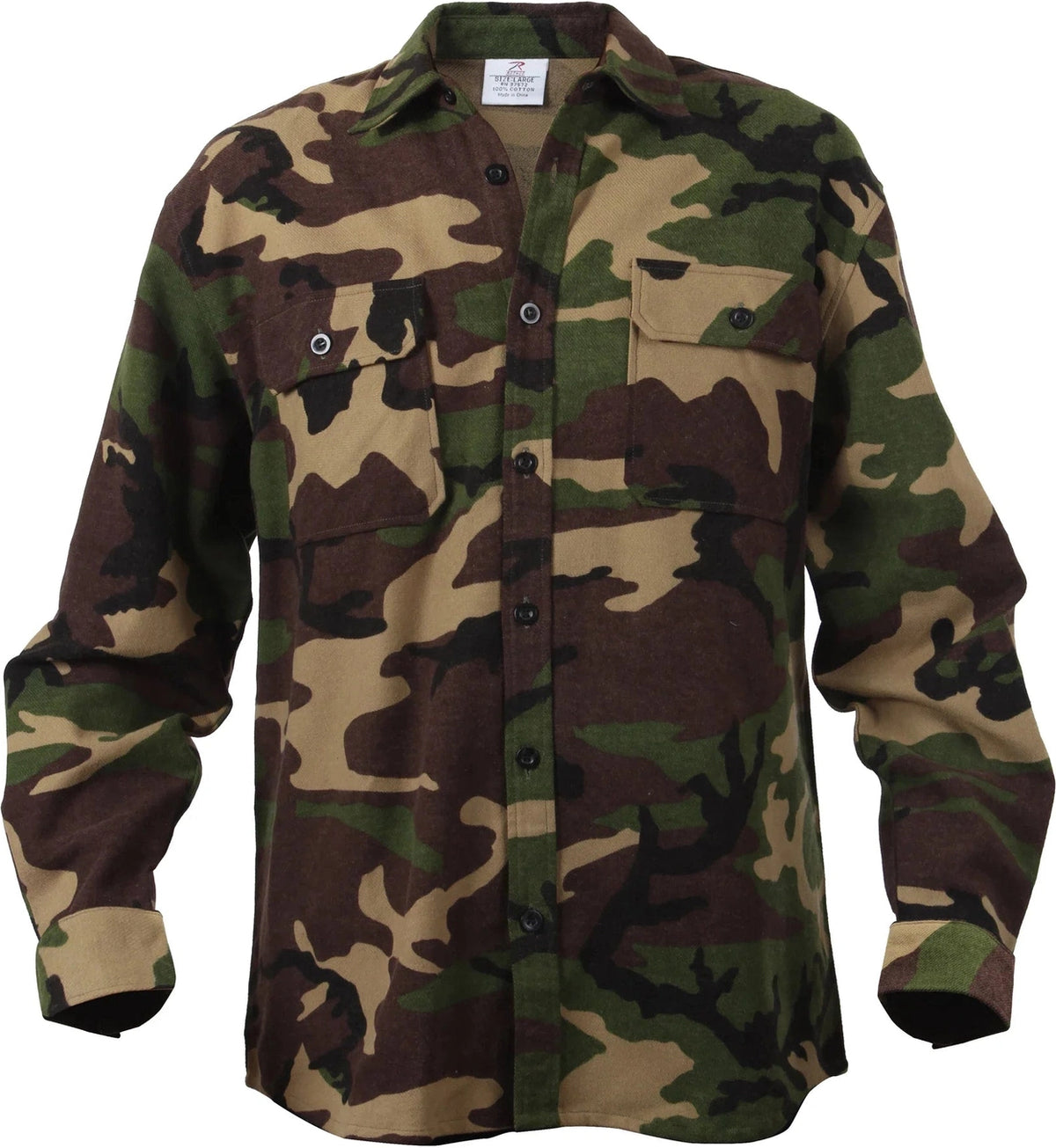 Extra Heavyweight Camo Flannel Shirts - Woodland / s