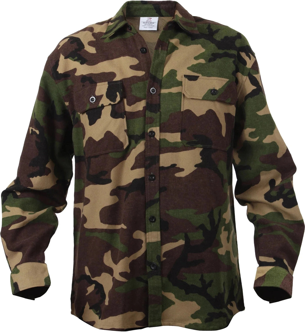 Extra Heavyweight Camo Flannel Shirts - Woodland / s