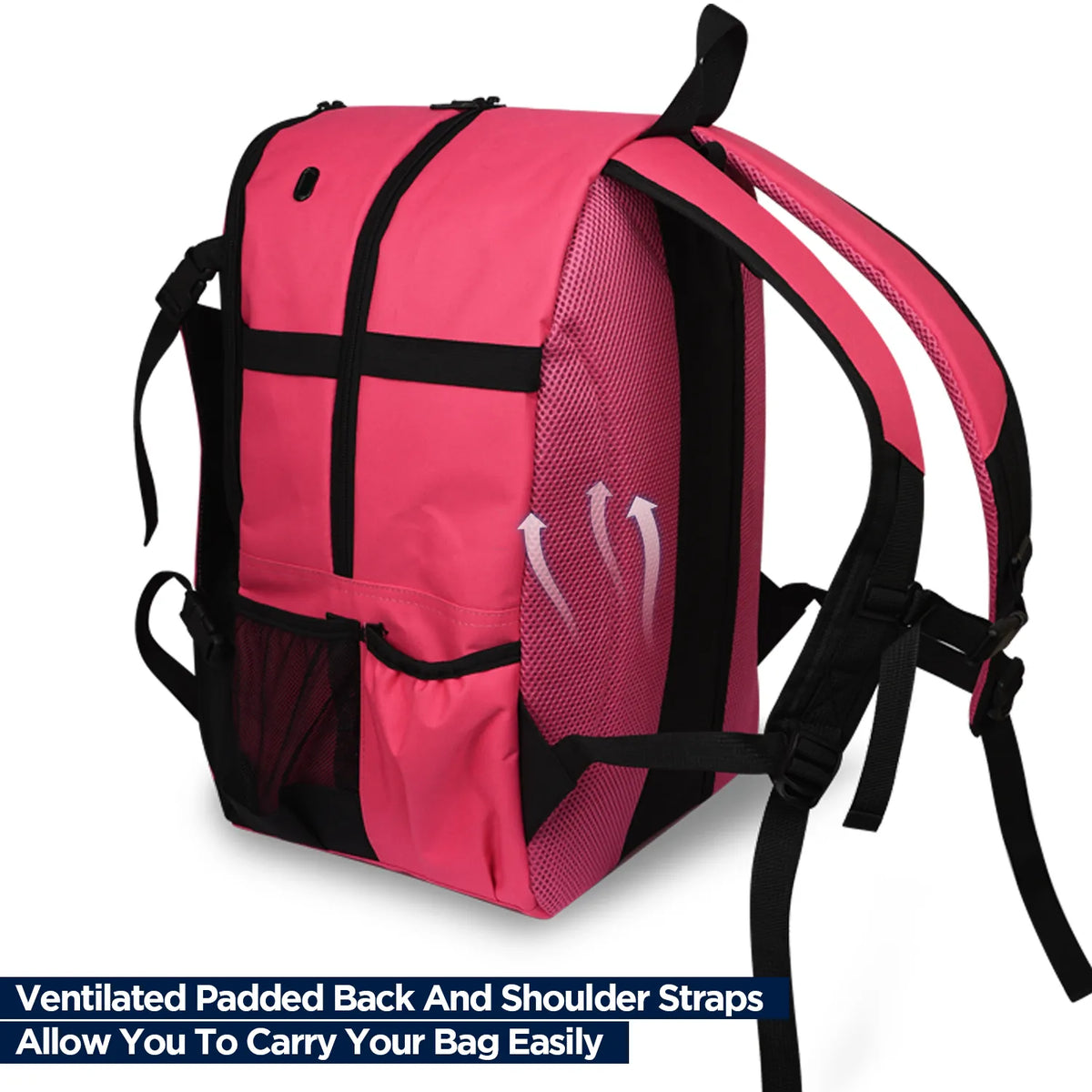 Exxact Sports Baseball Bag with Helmet Holder and Seperate Cleats Compartment - Pink