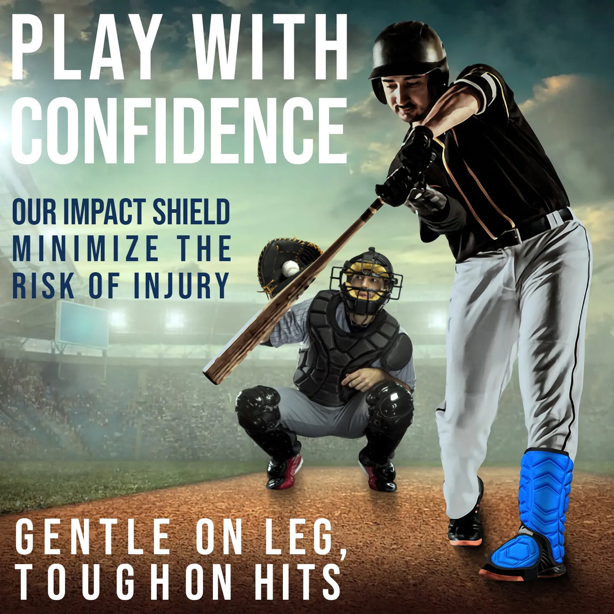 Exxact Sports Baseball Batter’s Leg Guard with Adjustable Straps - Royal Blue