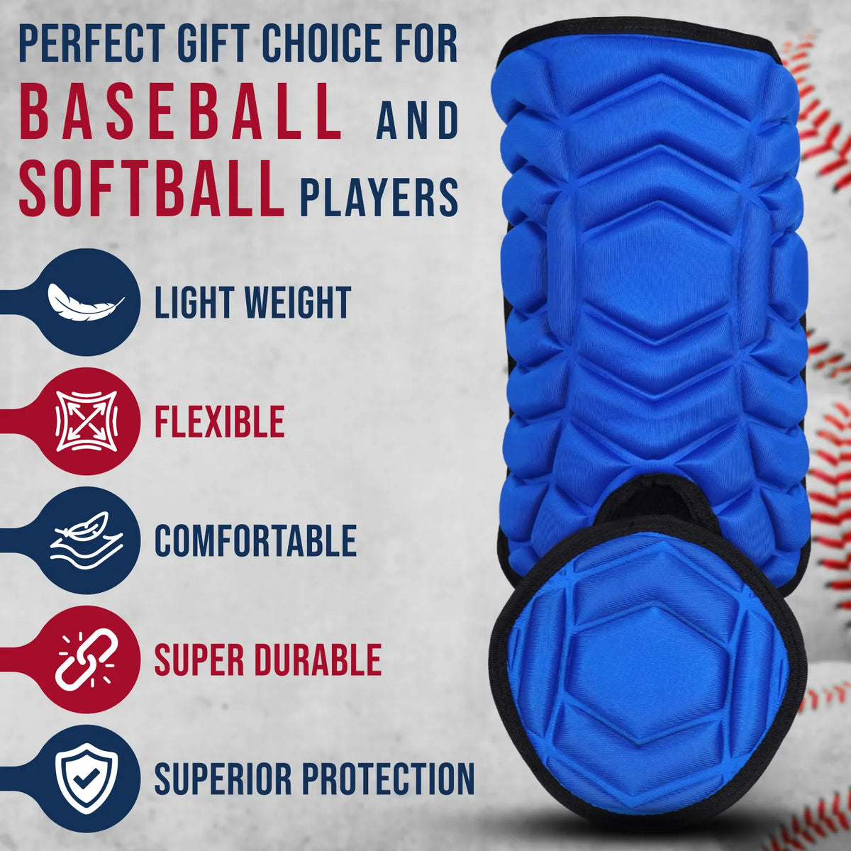 Exxact Sports Baseball Batter’s Leg Guard with Adjustable Straps - Royal Blue