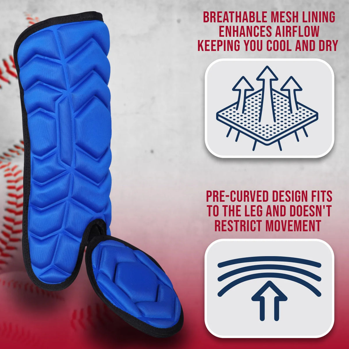 Exxact Sports Baseball Batter’s Leg Guard with Adjustable Straps - Royal Blue