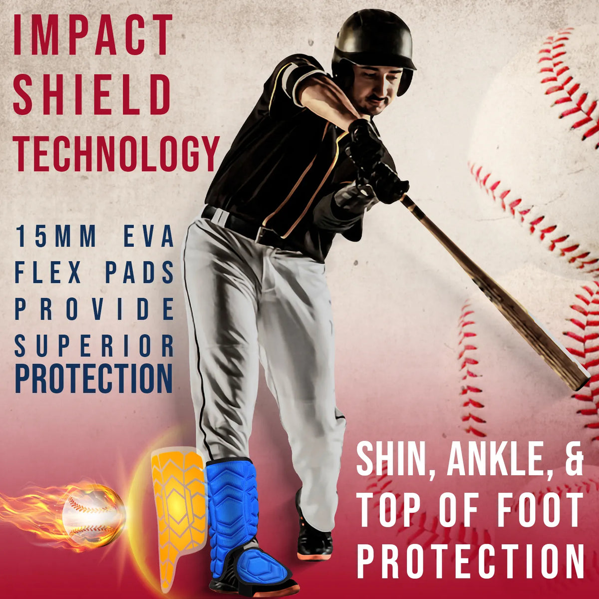 Exxact Sports Baseball Batter’s Leg Guard with Adjustable Straps - Royal Blue