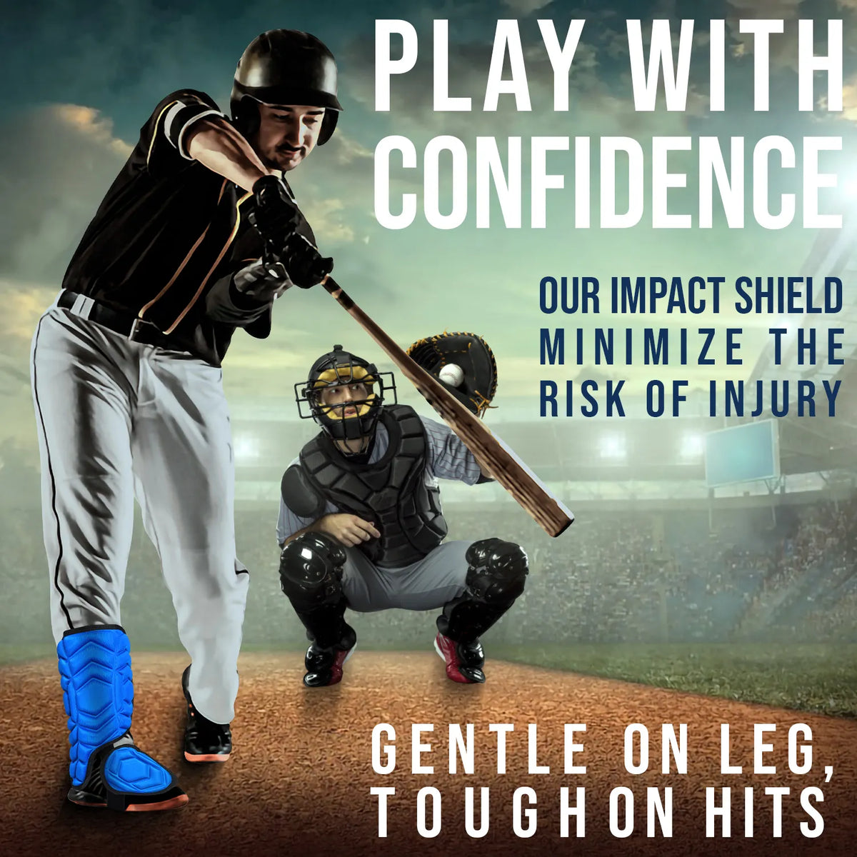 Exxact Sports Baseball Batter’s Leg Guard with Adjustable Straps - Royal Blue