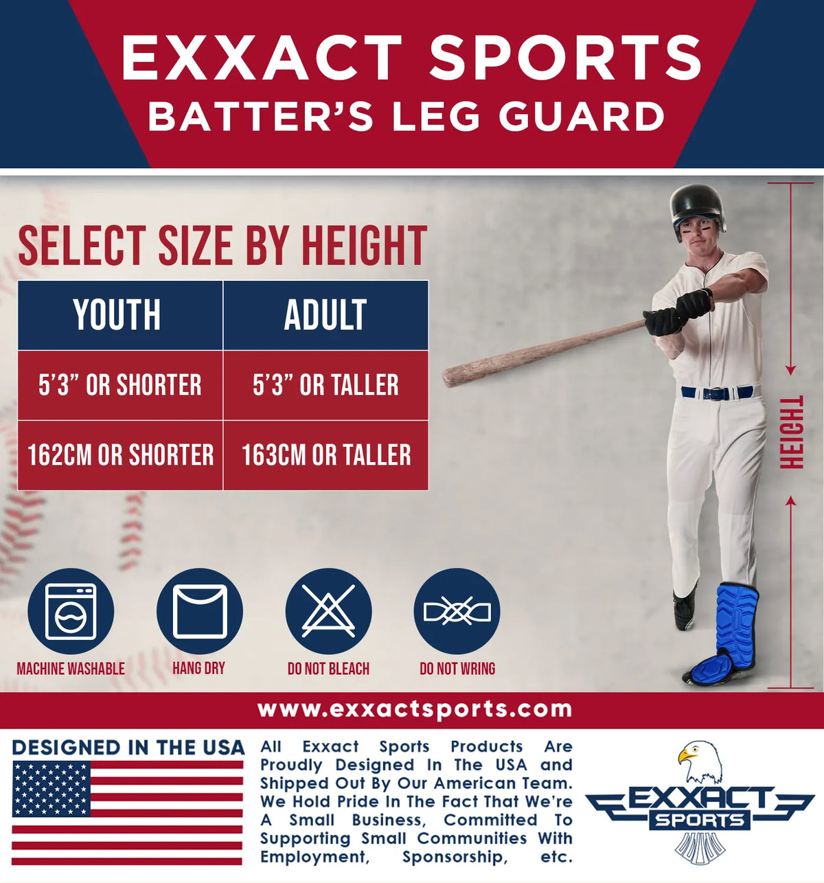 Exxact Sports Baseball Batter’s Leg Guard with Adjustable Straps - Royal Blue