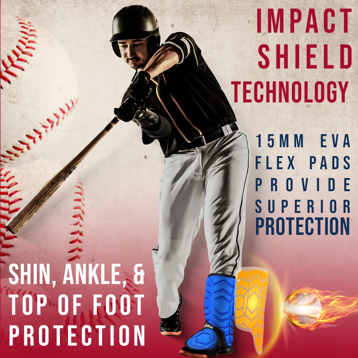 Exxact Sports Baseball Batter’s Leg Guard with Adjustable Straps - Royal Blue
