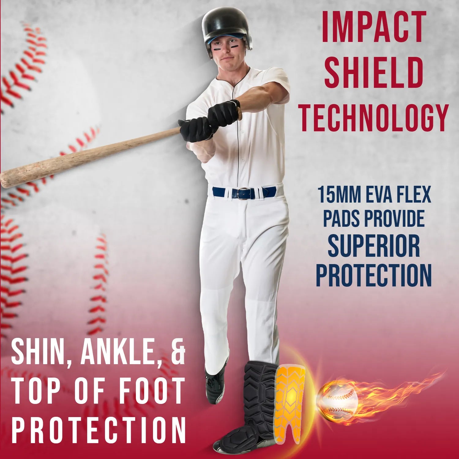 Exxact Sports Baseball Batter’s Leg Guard with Adjustable Straps - Black - Universal (both Sidded) / Youth