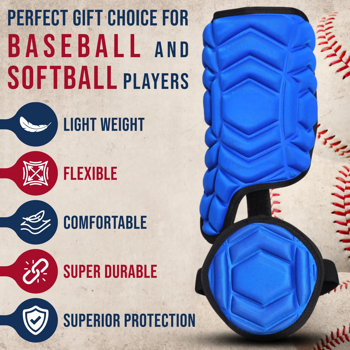 Exxact Sports Baseball Batter’s Leg Guard with Adjustable Straps - Royal Blue