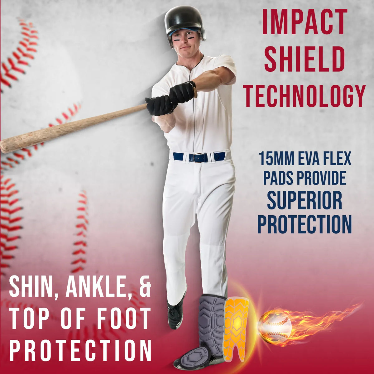 Exxact Sports Baseball Batter’s Leg Guard with Adjustable Straps - Dark Gray