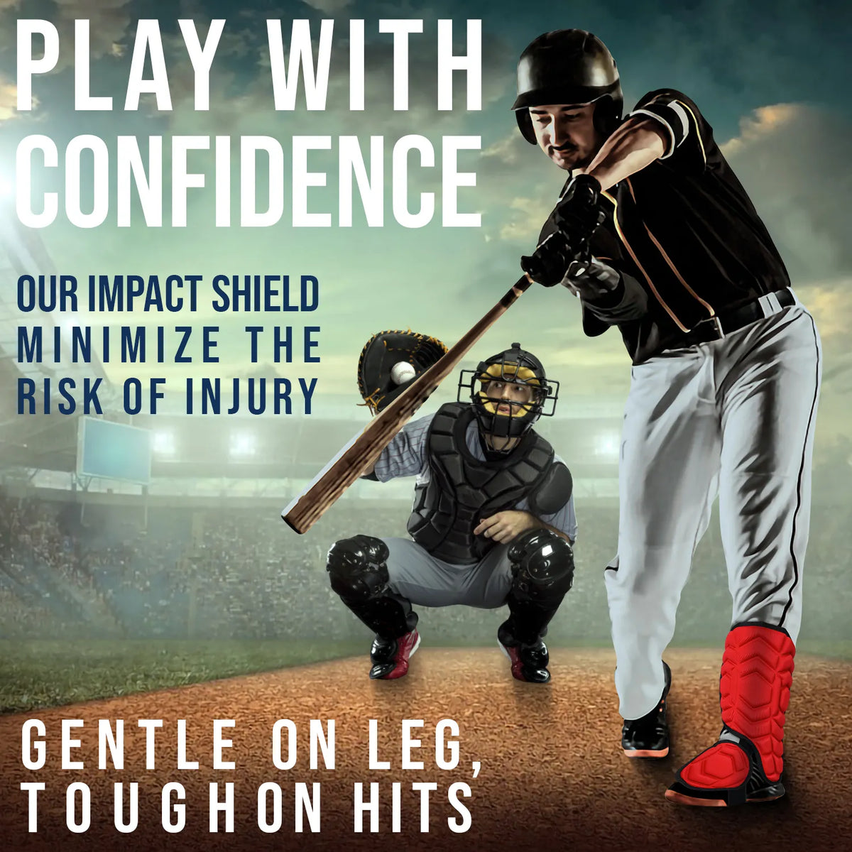 Exxact Sports Baseball Batter’s Leg Guard with Adjustable Straps - Red