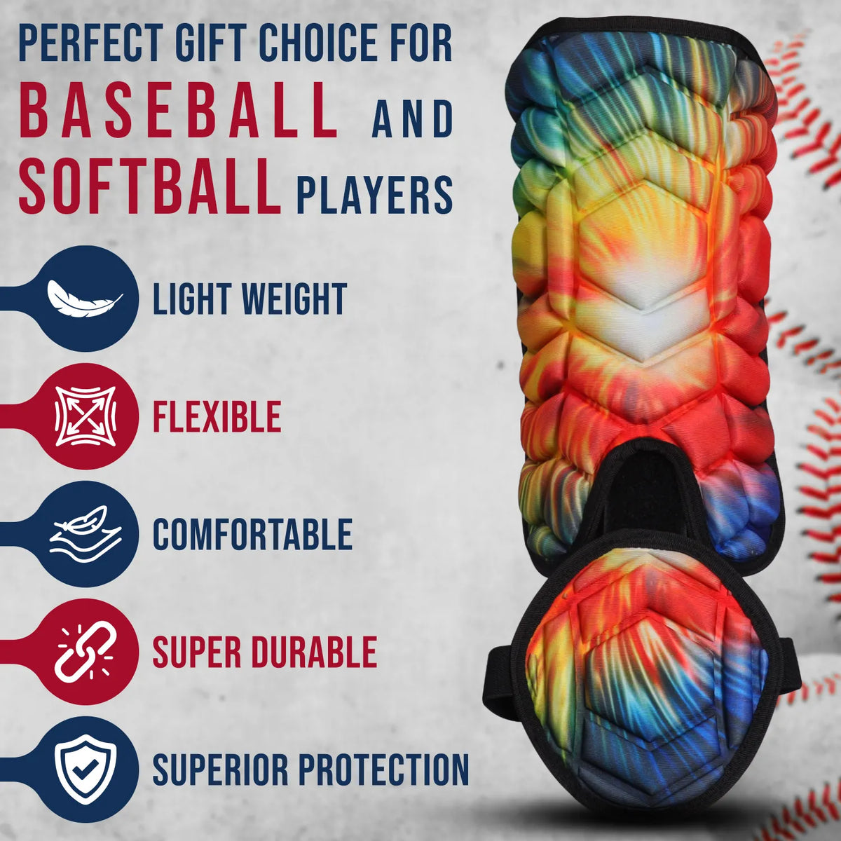 Exxact Sports Baseball Batter’s Leg Guard with Adjustable Straps - Tie Dye