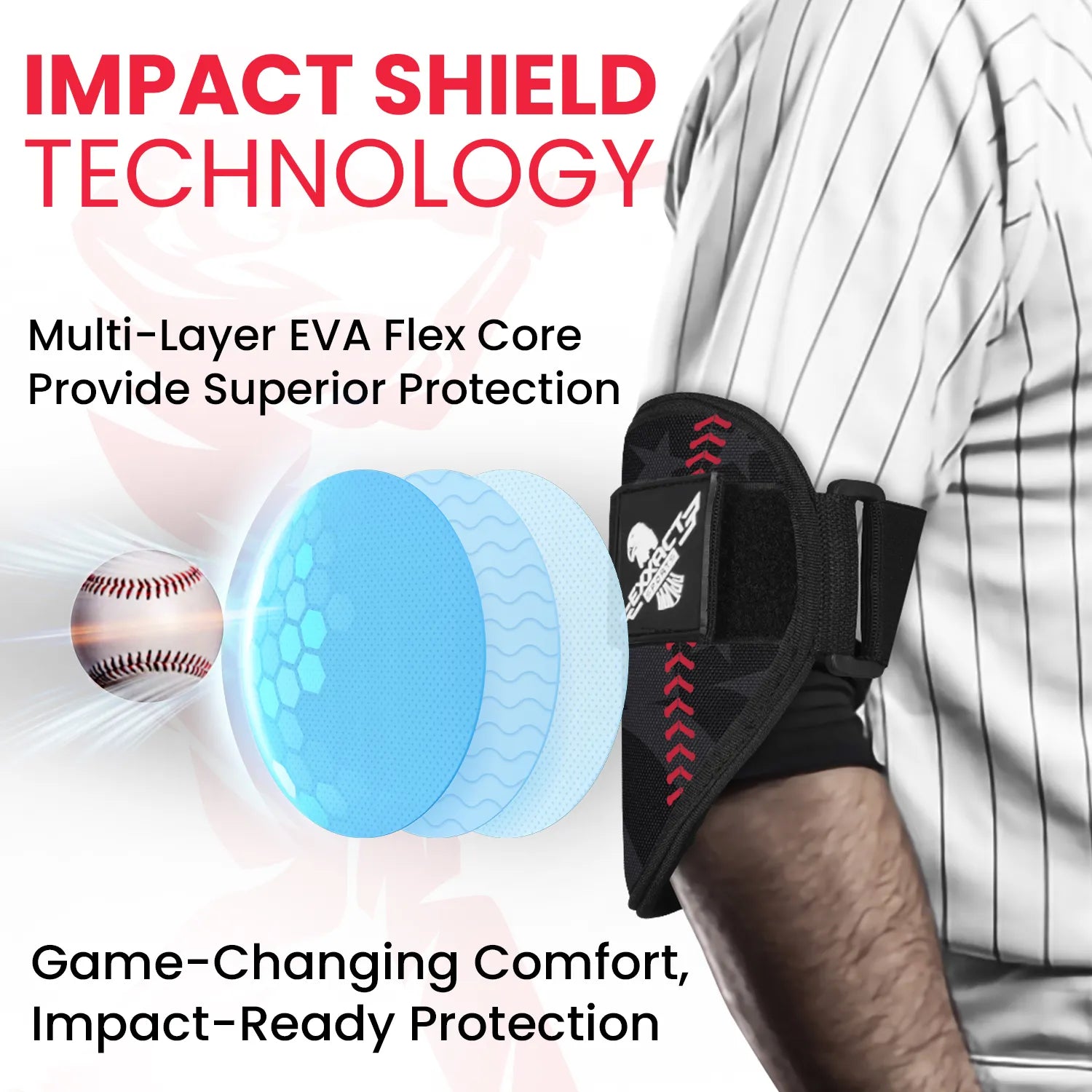 Exxact Sports Baseball Elbow Guard with Adjustable Strap - Black Flag