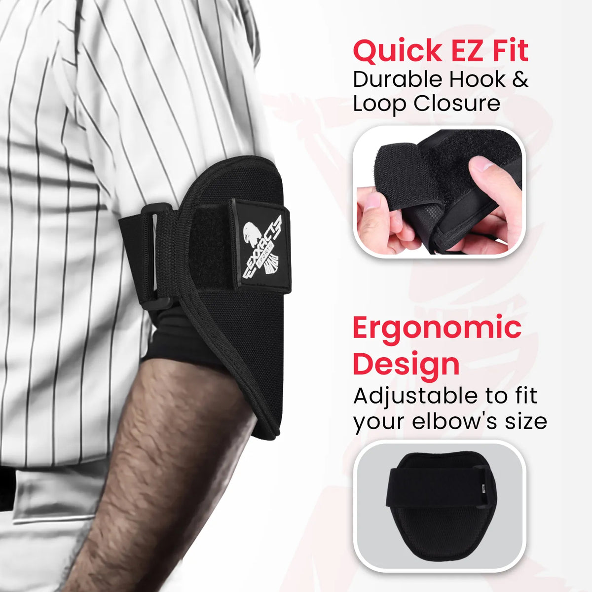 Exxact Sports Baseball Elbow Guard with Adjustable Strap - Black