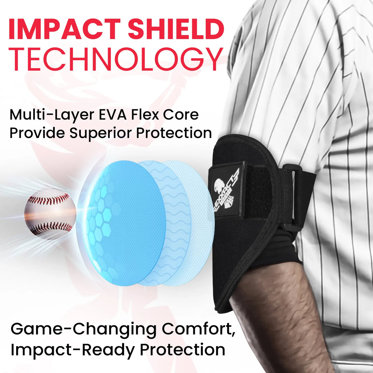 Exxact Sports Baseball Elbow Guard with Adjustable Strap - Black
