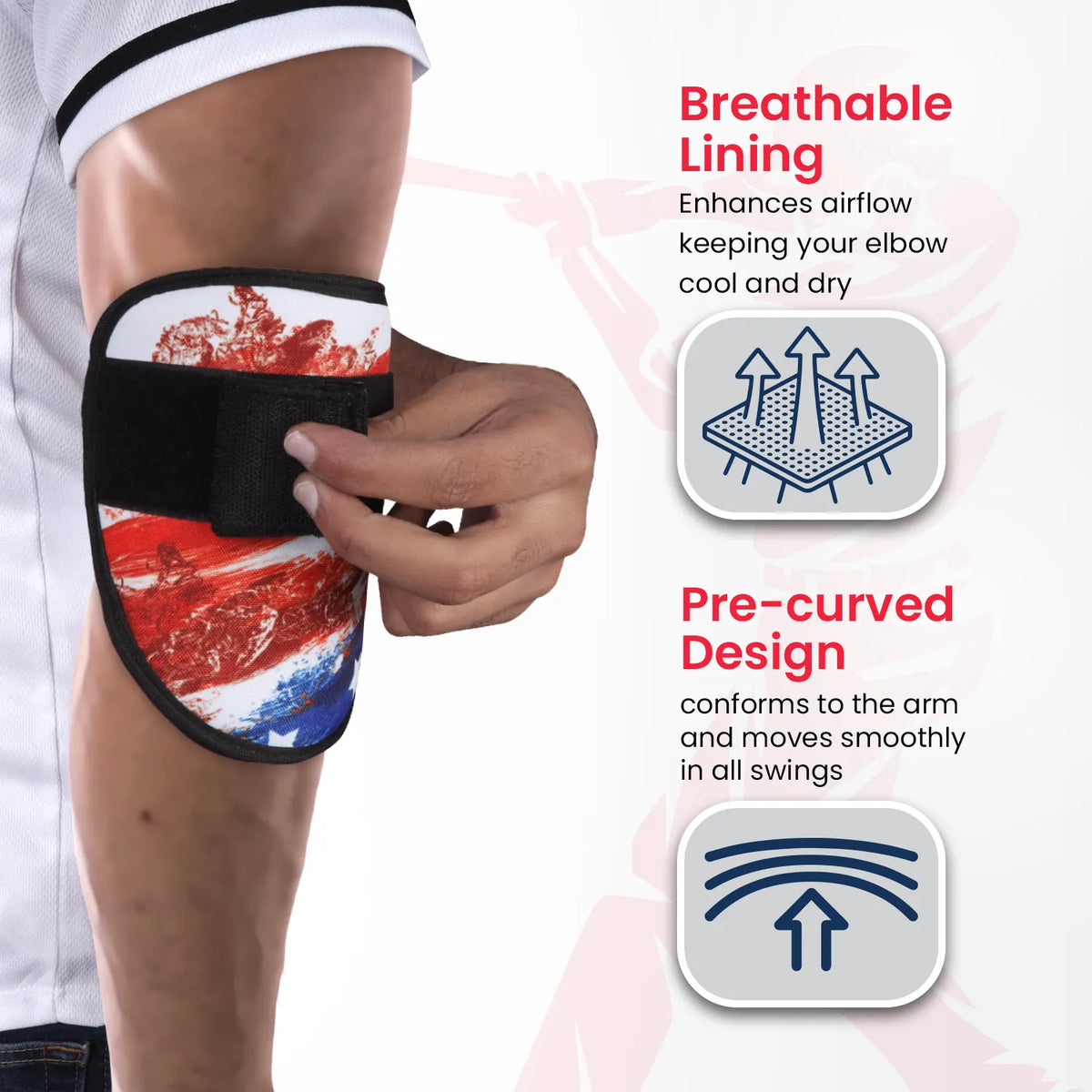 Exxact Sports Baseball Elbow Guard with Adjustable Strap - Brushy Usa Flag