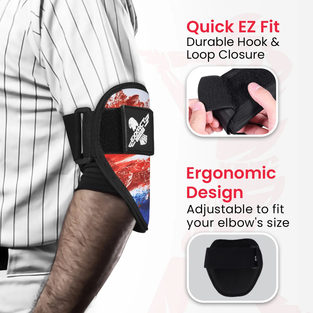 Exxact Sports Baseball Elbow Guard with Adjustable Strap - Brushy Usa Flag