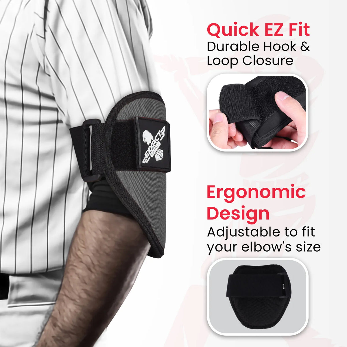 Exxact Sports Baseball Elbow Guard with Adjustable Strap - Dark Gray