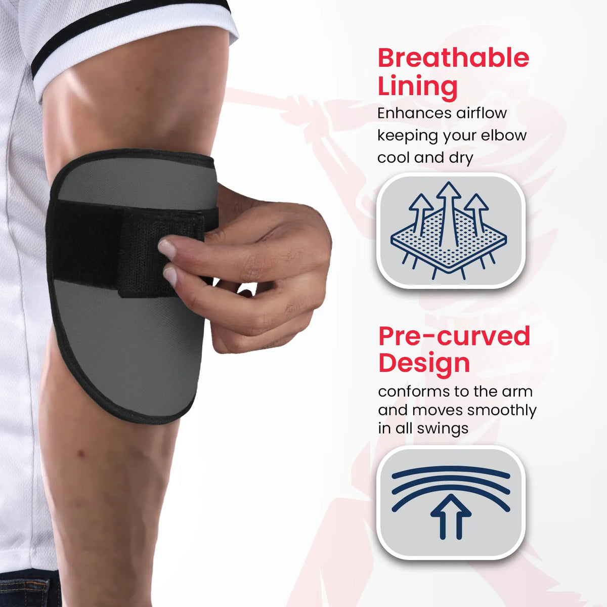 Exxact Sports Baseball Elbow Guard with Adjustable Strap - Dark Gray
