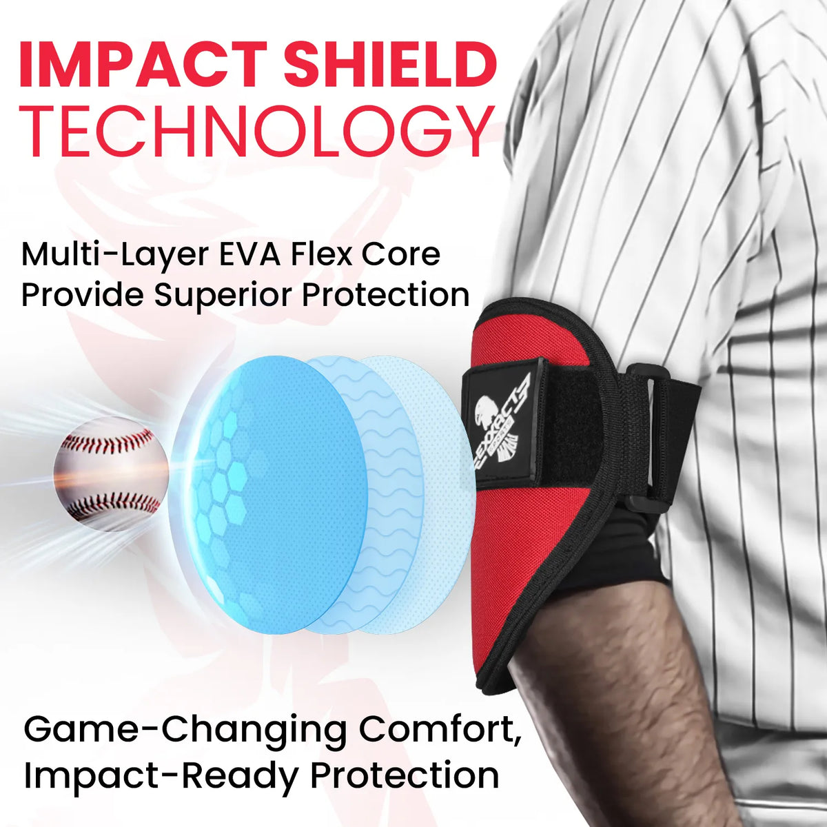 Exxact Sports Baseball Elbow Guard with Adjustable Strap - Red