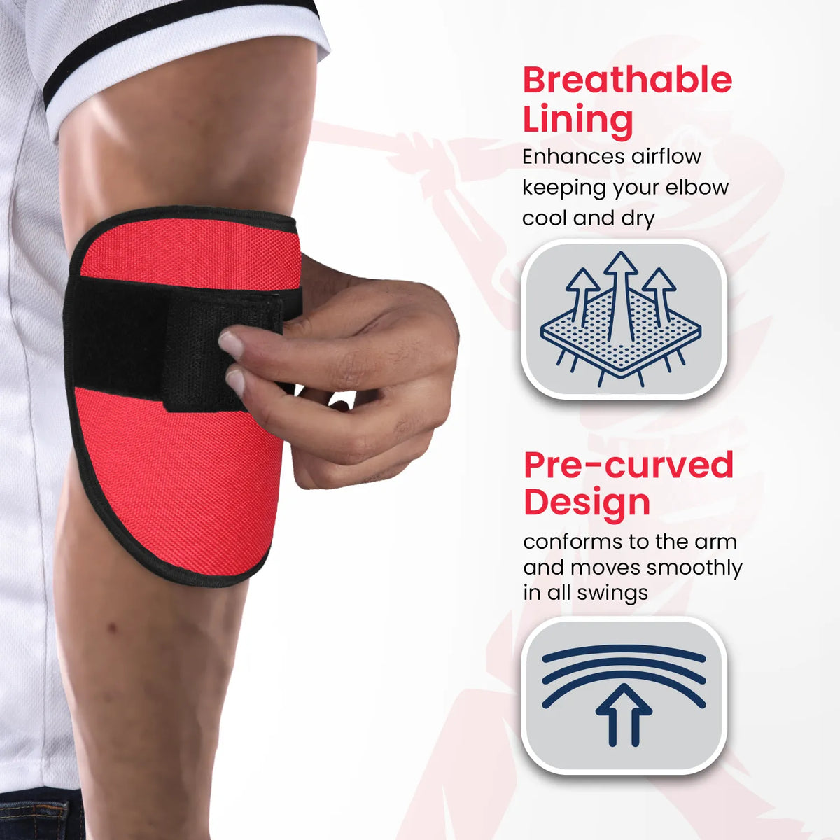 Exxact Sports Baseball Elbow Guard with Adjustable Strap - Red
