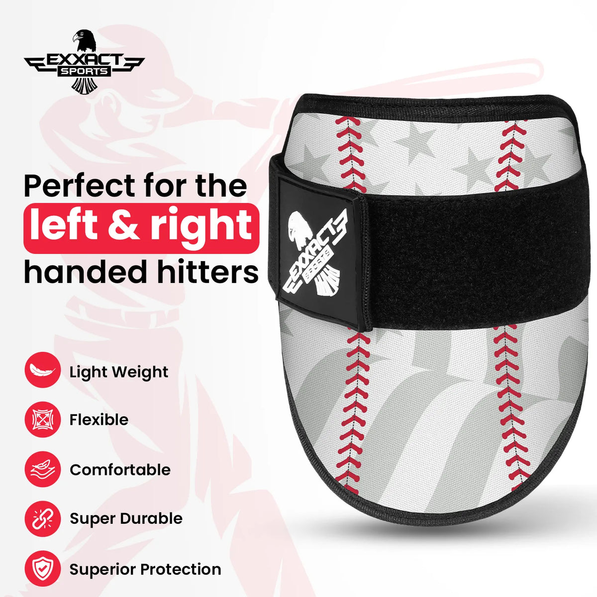 Exxact Sports Baseball Elbow Guard with Adjustable Strap - White Flag