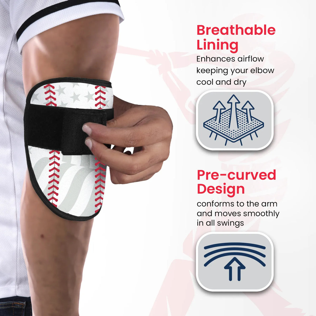 Exxact Sports Baseball Elbow Guard with Adjustable Strap - White Flag