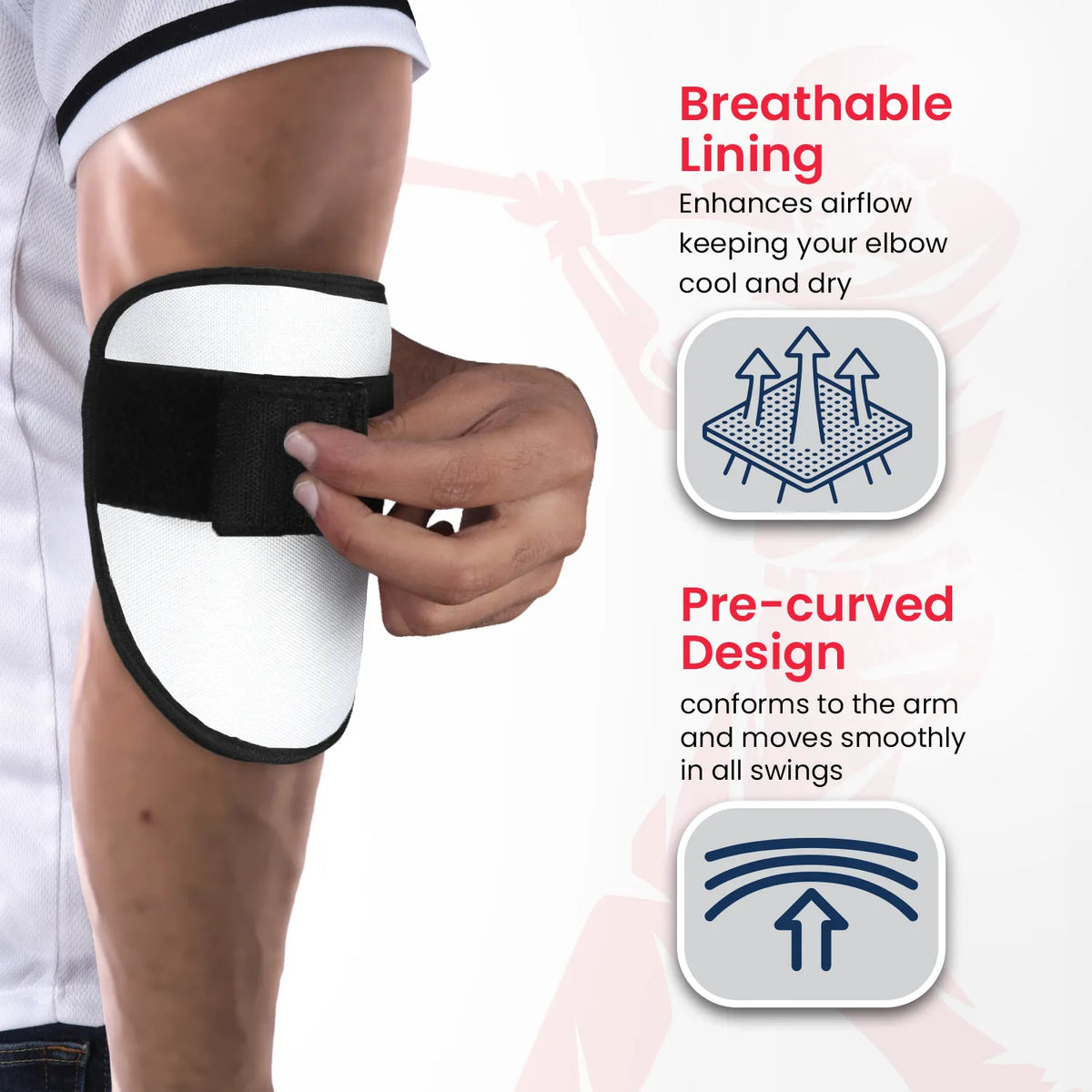 Exxact Sports Baseball Elbow Guard with Adjustable Strap - White