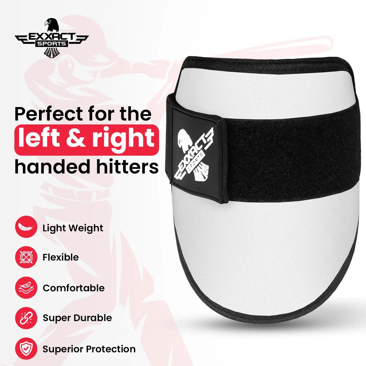 Exxact Sports Baseball Elbow Guard with Adjustable Strap - White