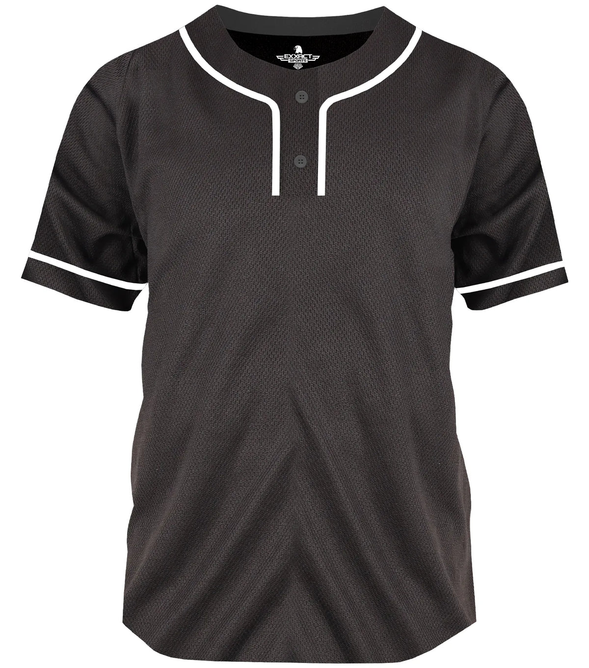Exxact Sports Baseball Jersey for Men and Women 2-button Plain jersey - Black