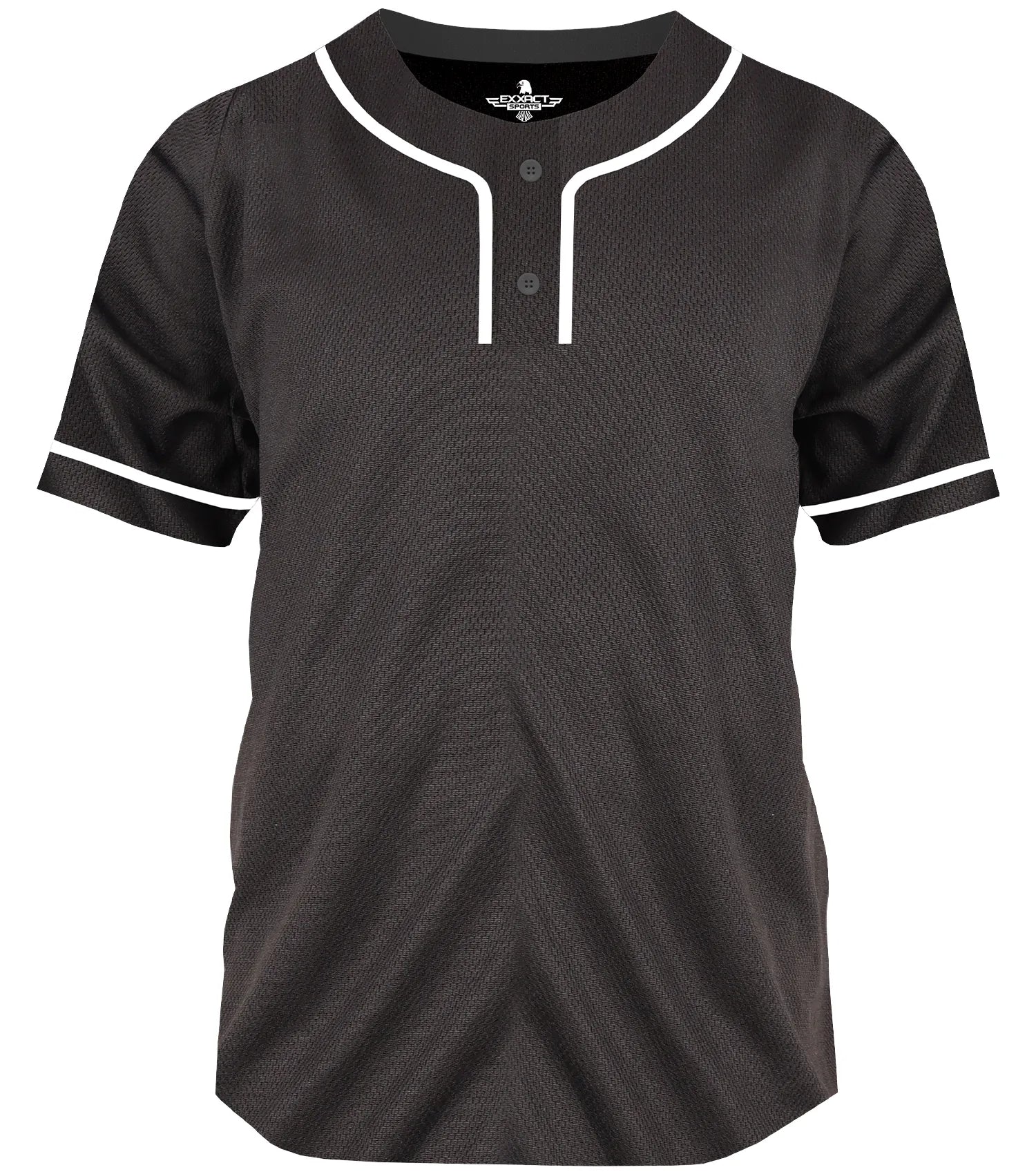 Exxact Sports Baseball Jersey for Men and Women 2-button Plain jersey - Black