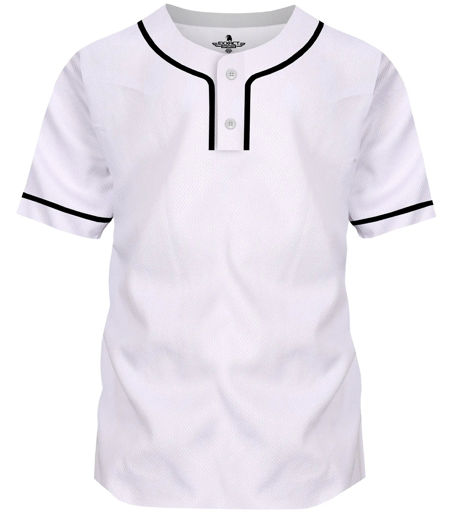 Exxact Sports Baseball Jersey for Men and Women 2-button Plain jersey - White