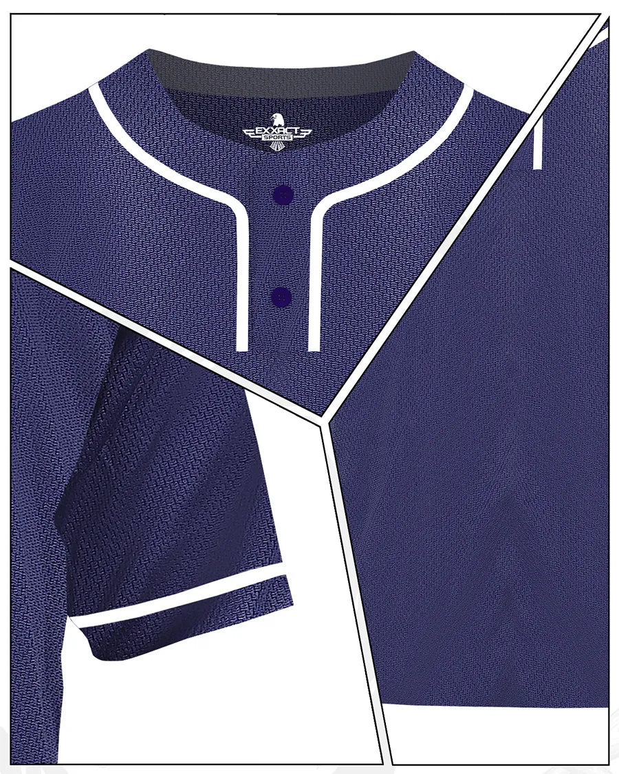 Exxact Sports Baseball Jersey for Men and Women 2-button Plain jersey - Navy