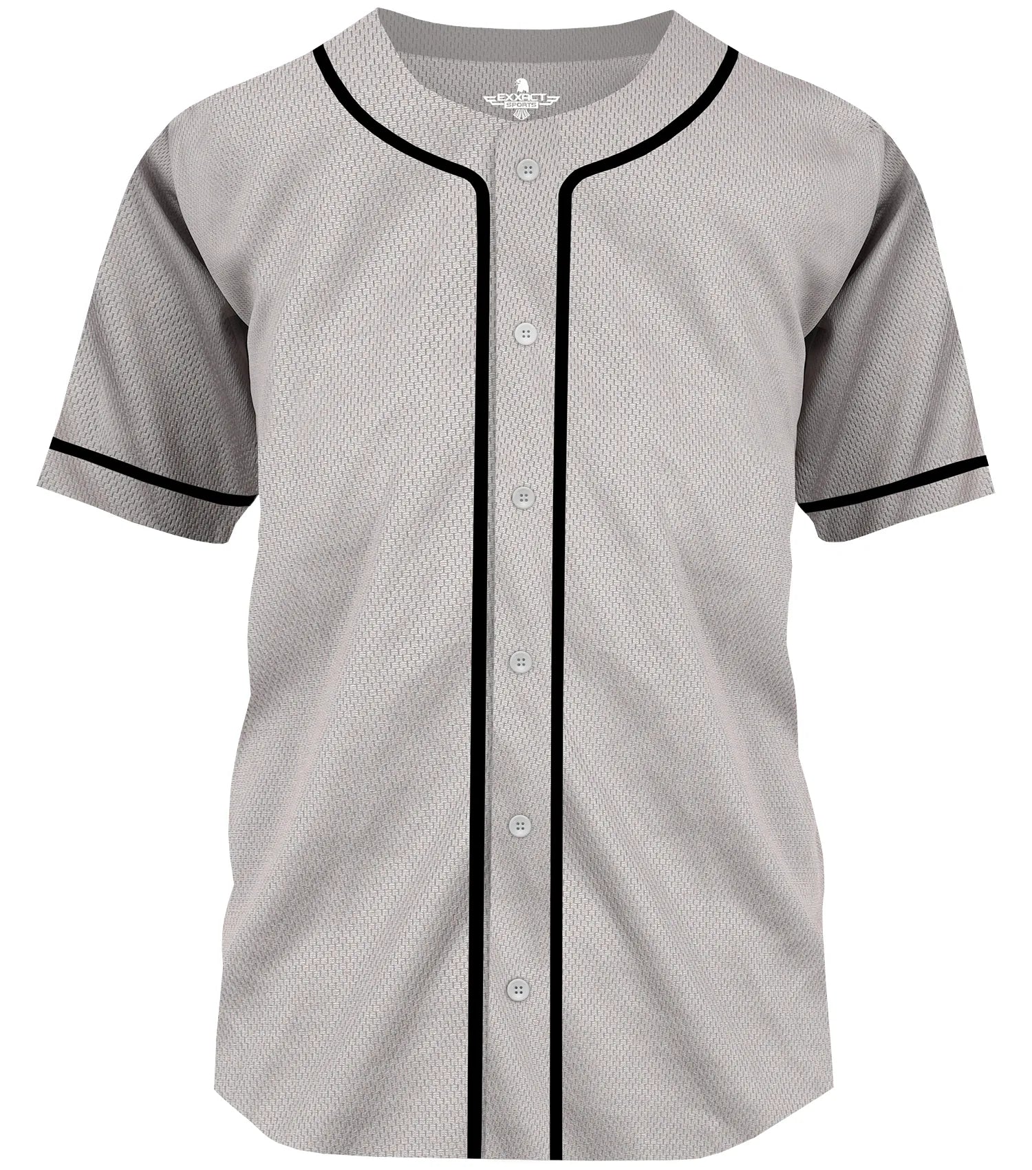 Exxact Sports Baseball Jersey for Men and Women Button Down Plain - Gray