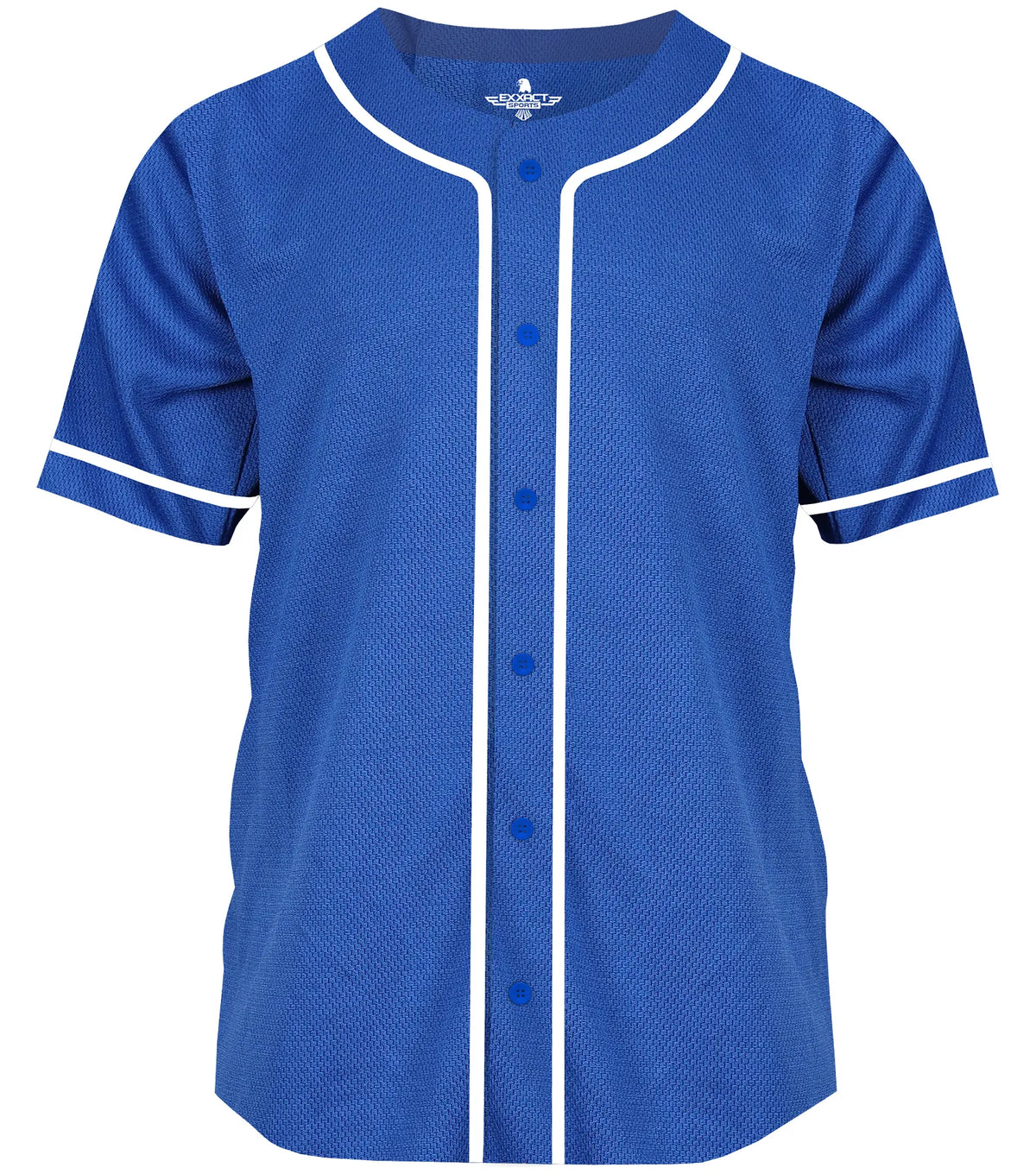 Exxact Sports Baseball Jersey for Men and Women Button Down Plain - Royal Blue