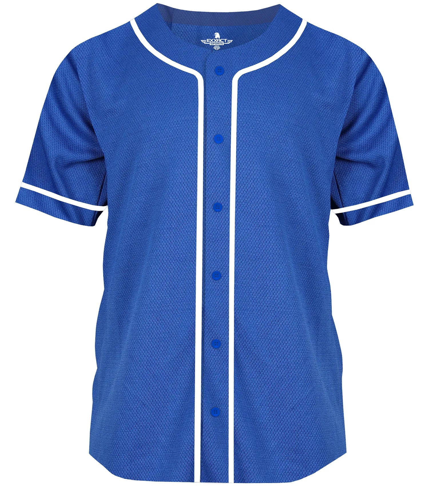 Exxact Sports Baseball Jersey for Men and Women Button Down Plain - Royal Blue